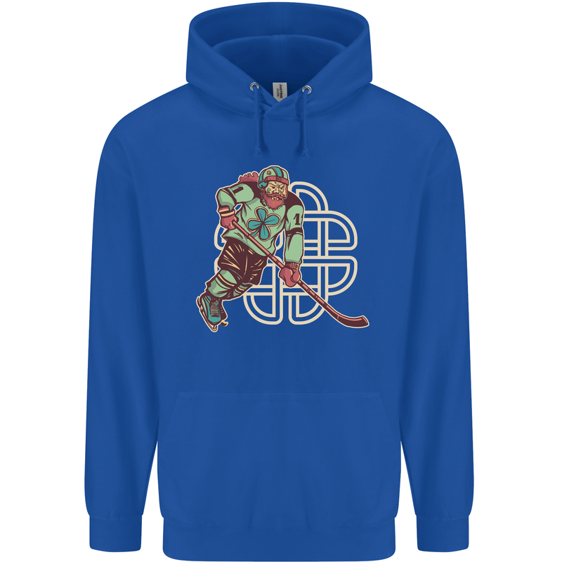 St Patricks Day Ice Hockey Childrens Kids Hoodie Royal Blue