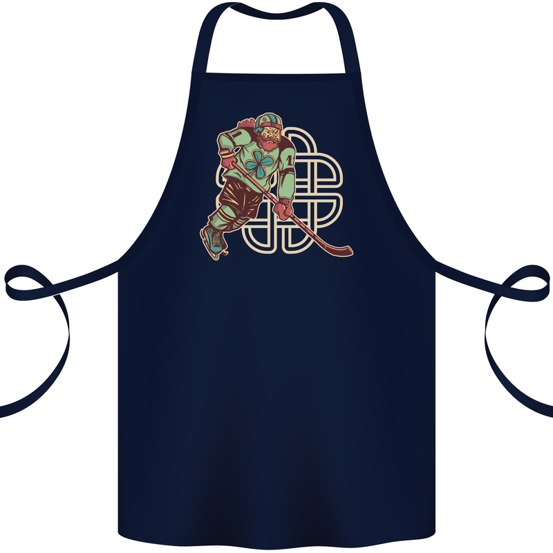 St Patricks Day Ice Hockey Cotton Apron 100% Organic Navy Blue