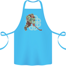 St Patricks Day Ice Hockey Cotton Apron 100% Organic Turquoise
