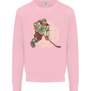 St Patricks Day Ice Hockey Kids Sweatshirt Jumper Light Pink