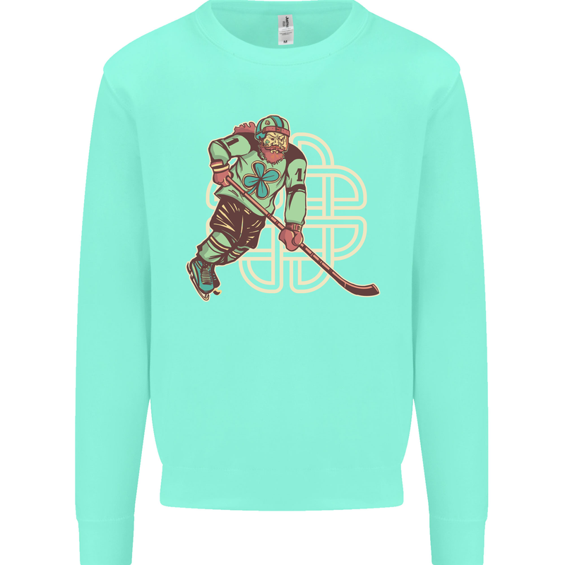 St Patricks Day Ice Hockey Kids Sweatshirt Jumper Peppermint