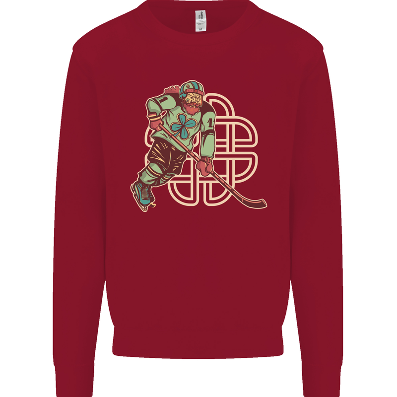 St Patricks Day Ice Hockey Kids Sweatshirt Jumper Red