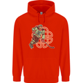 St Patricks Day Ice Hockey Mens 80% Cotton Hoodie Bright Red