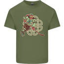 St Patricks Day Ice Hockey Mens Cotton T-Shirt Tee Top Military Green
