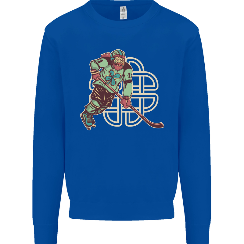 St Patricks Day Ice Hockey Mens Sweatshirt Jumper Royal Blue
