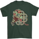 St Patricks Day Ice Hockey Mens T-Shirt 100% Cotton Forest Green