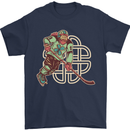 St Patricks Day Ice Hockey Mens T-Shirt 100% Cotton Navy Blue