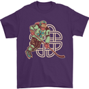 St Patricks Day Ice Hockey Mens T-Shirt 100% Cotton Purple