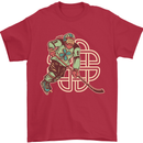 St Patricks Day Ice Hockey Mens T-Shirt 100% Cotton Red