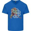 St Patricks Day Ice Hockey Mens V-Neck Cotton T-Shirt Royal Blue