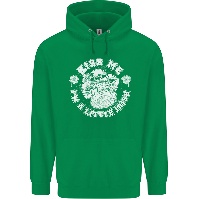St Patricks Day Kiss Me Im a Little Bit Irish Childrens Kids Hoodie Irish Green