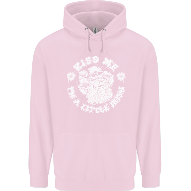 St Patricks Day Kiss Me Im a Little Bit Irish Childrens Kids Hoodie Light Pink