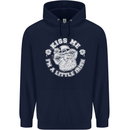 St Patricks Day Kiss Me Im a Little Bit Irish Childrens Kids Hoodie Navy Blue