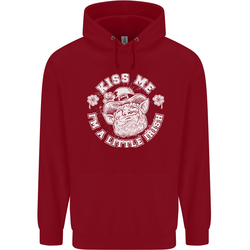 St Patricks Day Kiss Me Im a Little Bit Irish Childrens Kids Hoodie Red