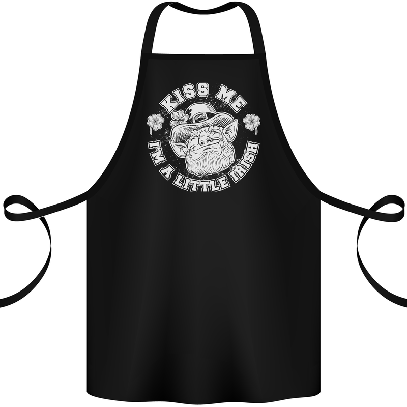 St Patricks Day Kiss Me Im a Little Bit Irish Cotton Apron 100% Organic Black