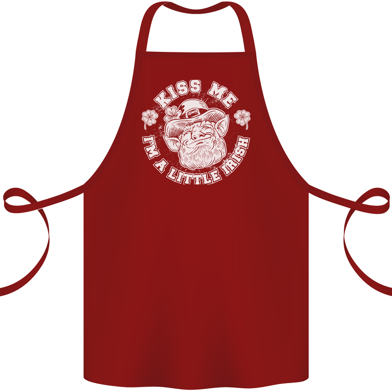 St Patricks Day Kiss Me Im a Little Bit Irish Cotton Apron 100% Organic Maroon