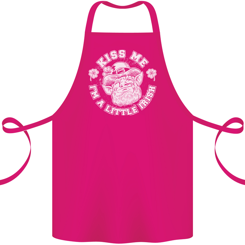 St Patricks Day Kiss Me Im a Little Bit Irish Cotton Apron 100% Organic Pink