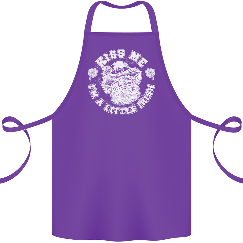 St Patricks Day Kiss Me Im a Little Bit Irish Cotton Apron 100% Organic Purple