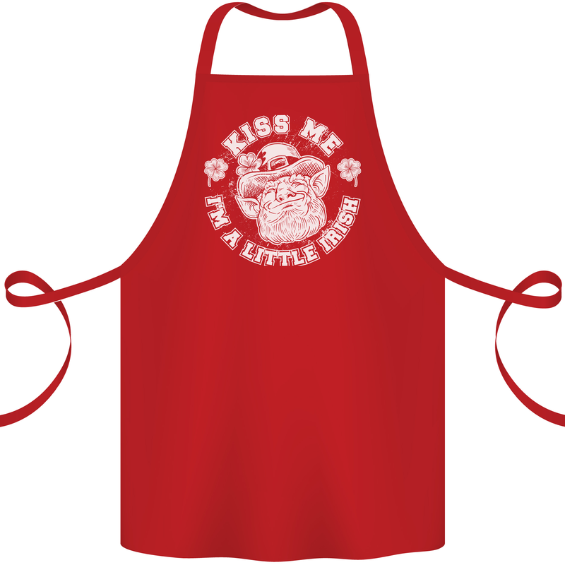 St Patricks Day Kiss Me Im a Little Bit Irish Cotton Apron 100% Organic Red