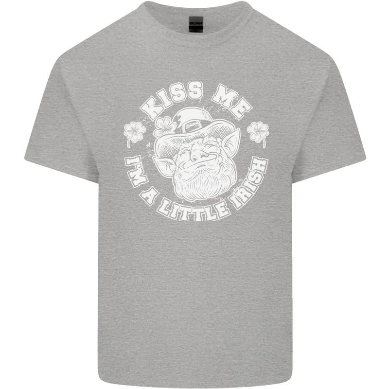 St Patricks Day Kiss Me Im a Little Bit Irish Kids T-Shirt Childrens Sports Grey