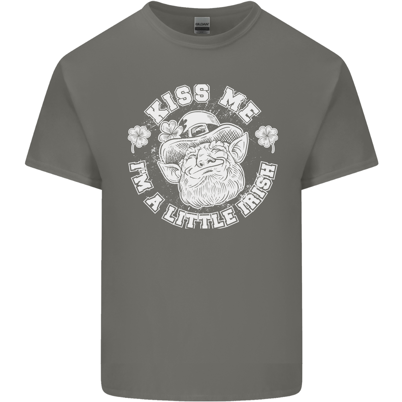 St Patricks Day Kiss Me Im a Little Bit Irish Mens Cotton T-Shirt Tee Top Charcoal