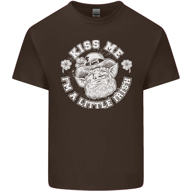 St Patricks Day Kiss Me Im a Little Bit Irish Mens Cotton T-Shirt Tee Top Dark Chocolate