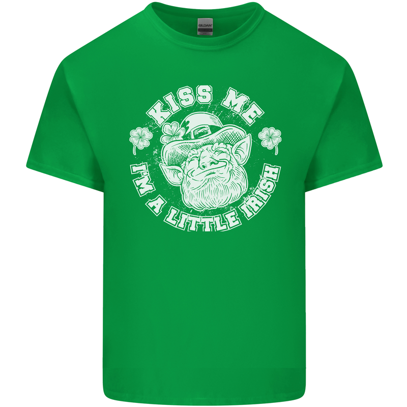 St Patricks Day Kiss Me Im a Little Bit Irish Mens Cotton T-Shirt Tee Top Irish Green