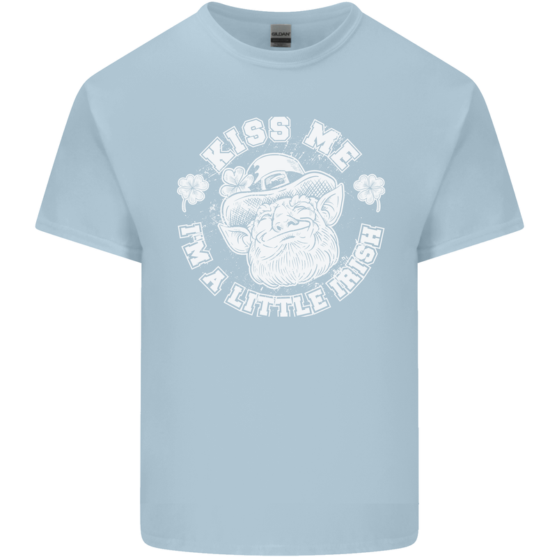 St Patricks Day Kiss Me Im a Little Bit Irish Mens Cotton T-Shirt Tee Top Light Blue