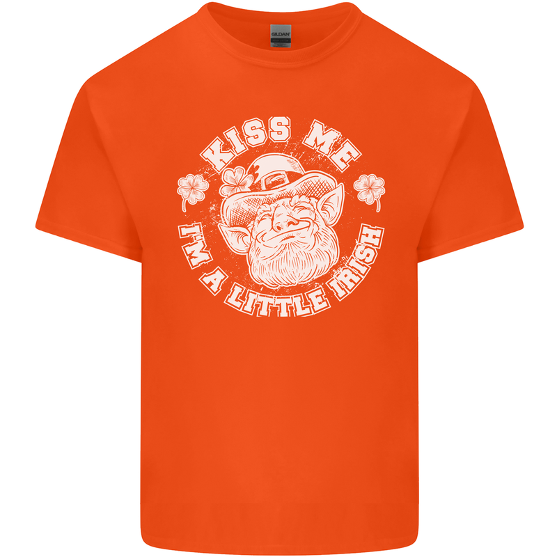 St Patricks Day Kiss Me Im a Little Bit Irish Mens Cotton T-Shirt Tee Top Orange