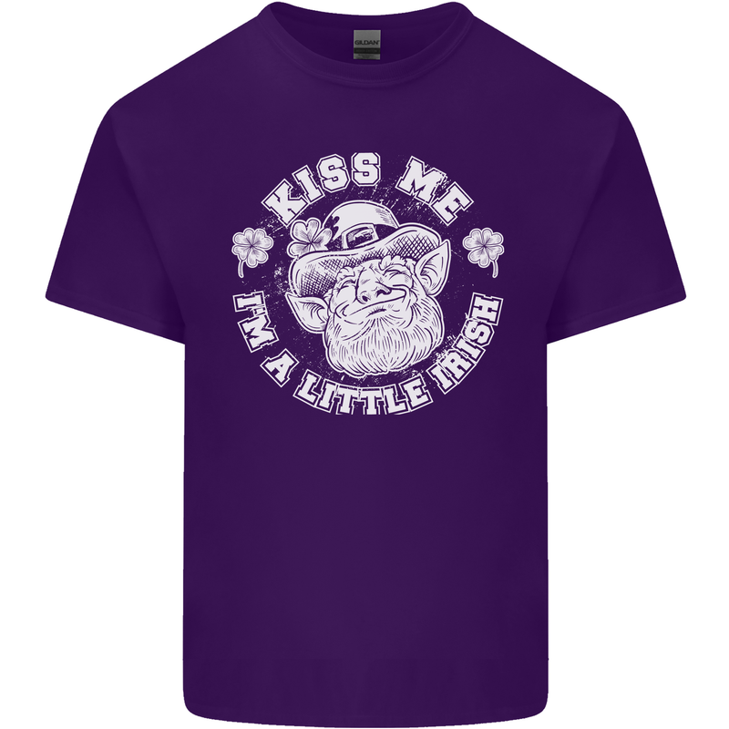 St Patricks Day Kiss Me Im a Little Bit Irish Mens Cotton T-Shirt Tee Top Purple