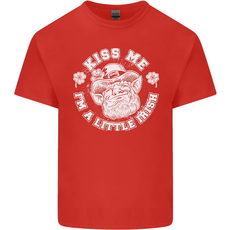 St Patricks Day Kiss Me Im a Little Bit Irish Mens Cotton T-Shirt Tee Top Red