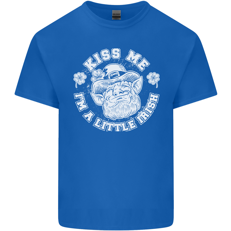 St Patricks Day Kiss Me Im a Little Bit Irish Mens Cotton T-Shirt Tee Top Royal Blue