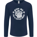St Patricks Day Kiss Me Im a Little Bit Irish Mens Long Sleeve T-Shirt Navy Blue