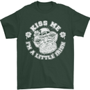 St Patricks Day Kiss Me Im a Little Bit Irish Mens T-Shirt 100% Cotton Forest Green