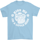 St Patricks Day Kiss Me Im a Little Bit Irish Mens T-Shirt 100% Cotton Light Blue