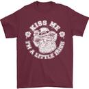 St Patricks Day Kiss Me Im a Little Bit Irish Mens T-Shirt 100% Cotton Maroon