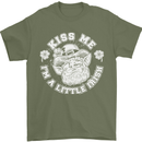St Patricks Day Kiss Me Im a Little Bit Irish Mens T-Shirt 100% Cotton Military Green
