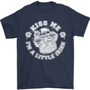 St Patricks Day Kiss Me Im a Little Bit Irish Mens T-Shirt 100% Cotton Navy Blue