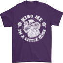 St Patricks Day Kiss Me Im a Little Bit Irish Mens T-Shirt 100% Cotton Purple