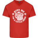 St Patricks Day Kiss Me Im a Little Bit Irish Mens V-Neck Cotton T-Shirt Red