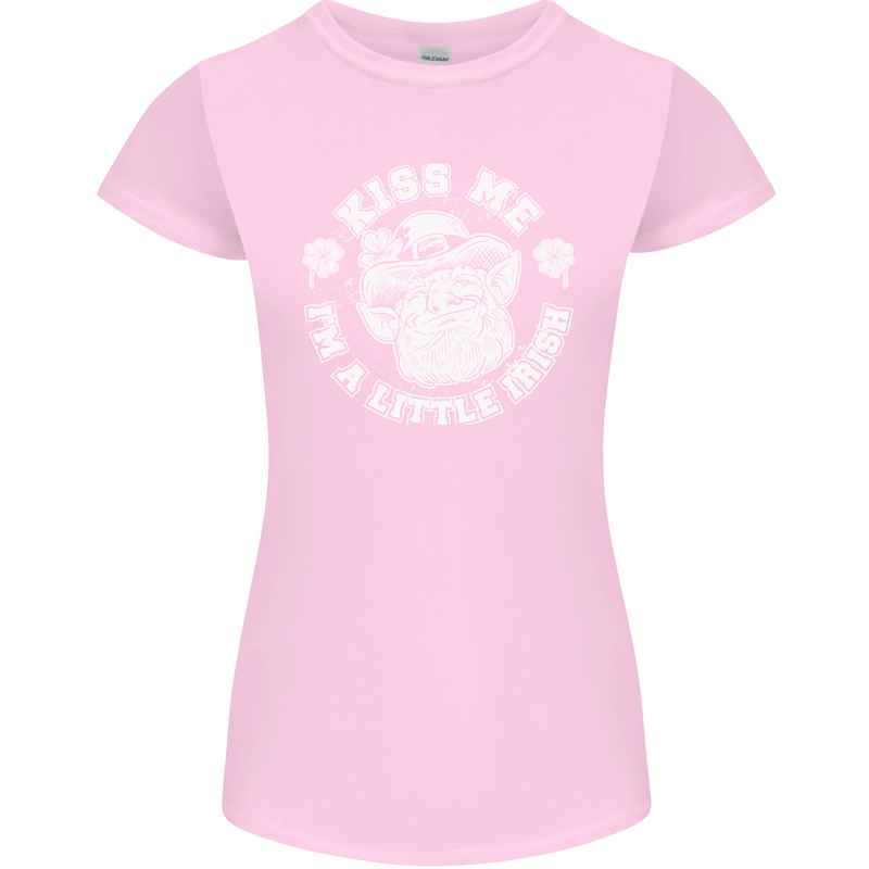 St Patricks Day Kiss Me Im a Little Bit Irish Womens Petite Cut T-Shirt Light Pink