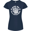 St Patricks Day Kiss Me Im a Little Bit Irish Womens Petite Cut T-Shirt Navy Blue