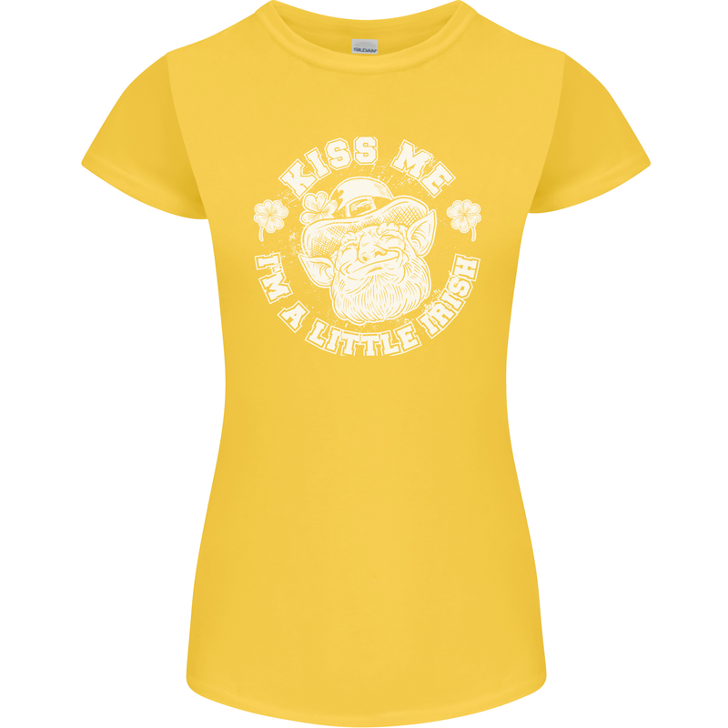 St Patricks Day Kiss Me Im a Little Bit Irish Womens Petite Cut T-Shirt Yellow