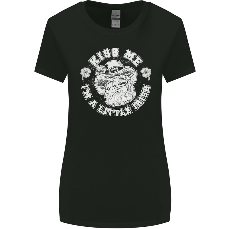 St Patricks Day Kiss Me Im a Little Bit Irish Womens Wider Cut T-Shirt Black