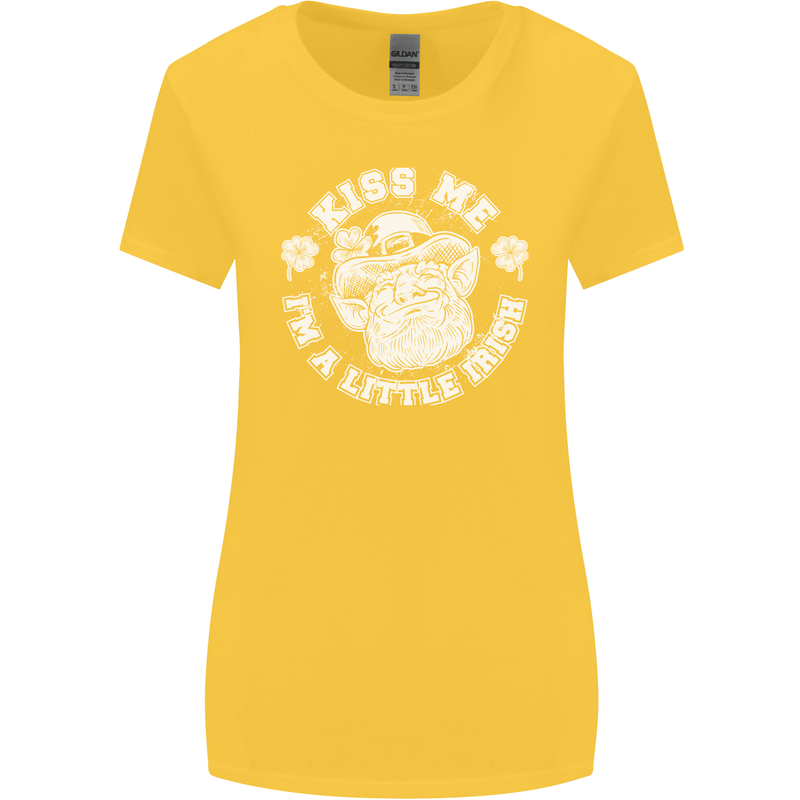 St Patricks Day Kiss Me Im a Little Bit Irish Womens Wider Cut T-Shirt Yellow