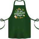 St Patricks Day Let the Shenanigans Begin Cotton Apron 100% Organic Forest Green