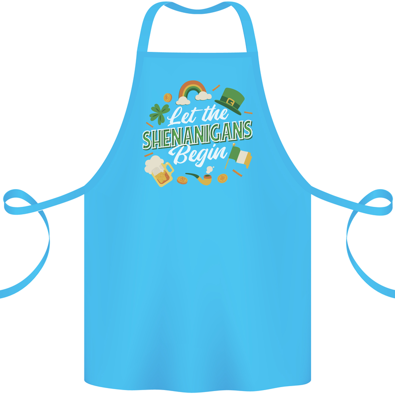 St Patricks Day Let the Shenanigans Begin Cotton Apron 100% Organic Turquoise