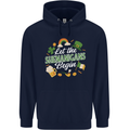 St Patricks Day Let the Shenanigans Begin Mens 80% Cotton Hoodie Navy Blue