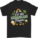 St Patricks Day Let the Shenanigans Begin Mens T-Shirt 100% Cotton Black