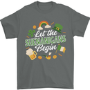 St Patricks Day Let the Shenanigans Begin Mens T-Shirt 100% Cotton Charcoal